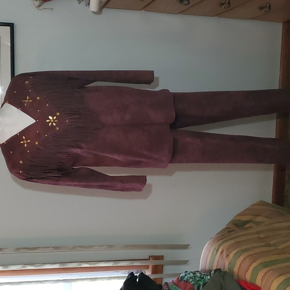 Copa Cobana Pants - COPA CABANA Mauve Floral Tie Dye Outfit. Fringe Top and Pants. Sz M. VGUC